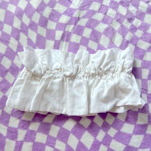 Pleated white linen bandeau